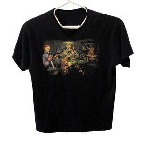 Get Down Art Mens Size XL Black Halloween Horror Characters Graphic T Shirt Tee
